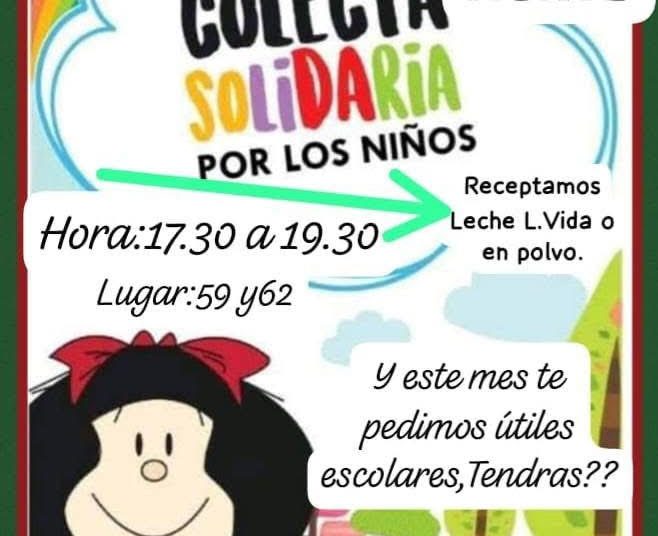 Este viernes se realizará la primera colecta 2026 de 1 Litro de Leche por Mes