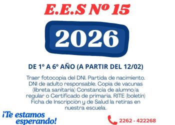 Se abren las inscripciones para la ES N° 15