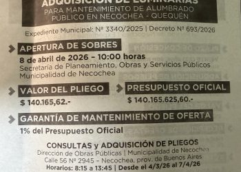 La Municipalidad llamó a licitación para la compra de luminarias del alumbrado público por más de 140.000.000 de pesos