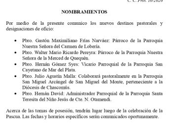 Walter Mario Ricardo Pereyra será el nuevo párroco de Nuestra Señora de la Merced