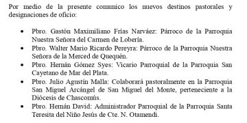 Walter Mario Ricardo Pereyra será el nuevo párroco de Nuestra Señora de la Merced