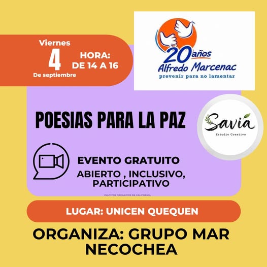 Poesía, arte y participación colectiva para construir paz en Quequén