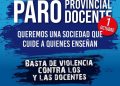 Docentes paran este jueves en la Provincia para reclamar medidas contra la violencia en las escuelas